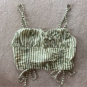 Urban Outfitters Striped Green Crop Tank Top